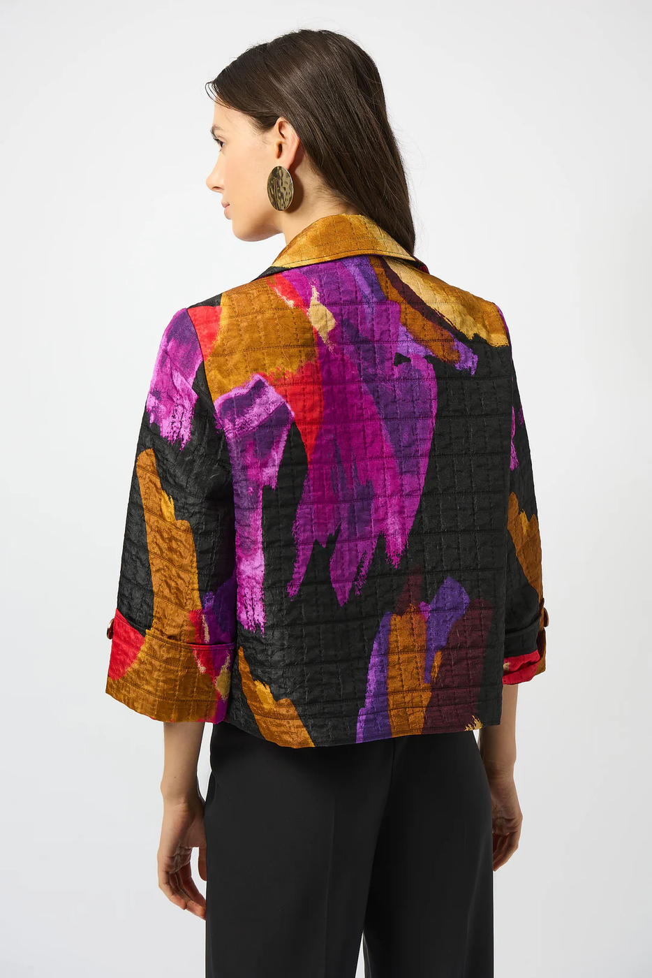 Joseph Ribkoff Black/Multi Textured Abstract Print Boxy Jacket 253271 ...