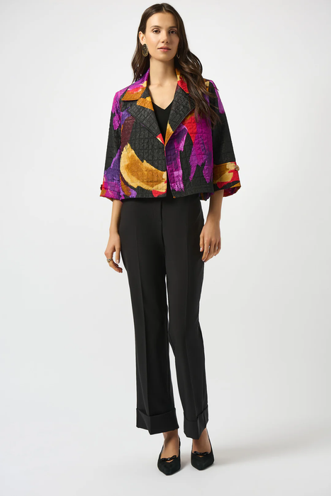Joseph Ribkoff Black/Multi Textured Abstract Print Boxy Jacket 253271