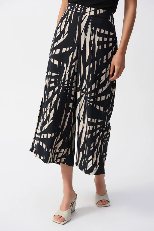 Joseph Ribkoff Style 251159 Black/Multi Tropical Print Culotte Pants