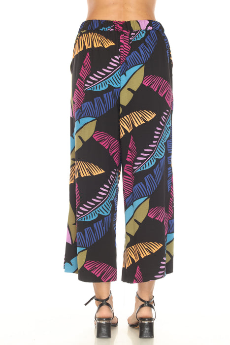 Joseph Ribkoff Black/Multi Tropical Print Culotte Pants 252154