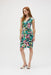Joseph Ribkoff Style 252079 Black/Multi Tropical Print Faux Wrap Sheath Dress