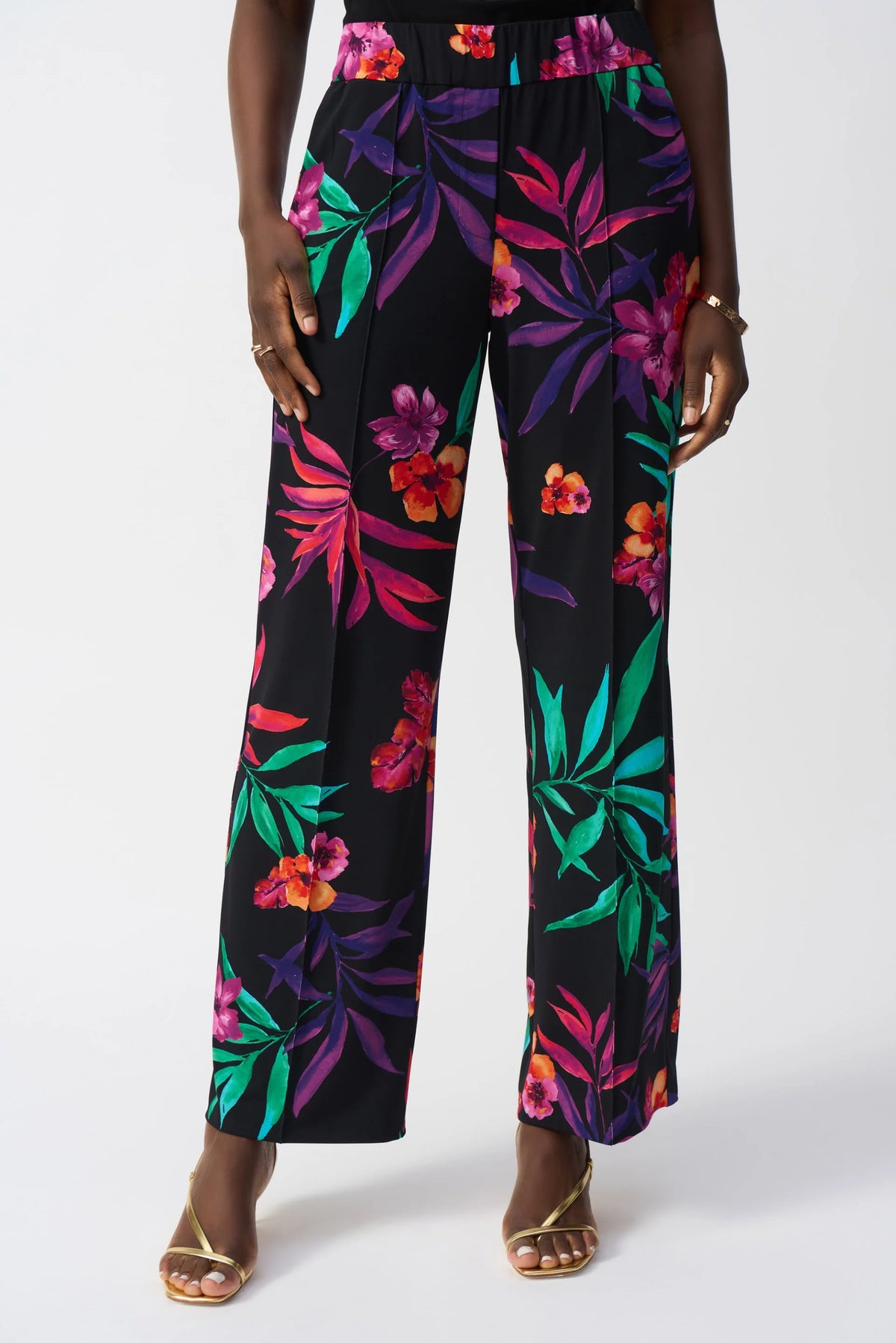 Joseph Ribkoff Black/Multi Tropical Print Wide Leg Pants 251056 Joseph Ribkoff Black/Multi Tropical Print Wide Leg Pants 251056
