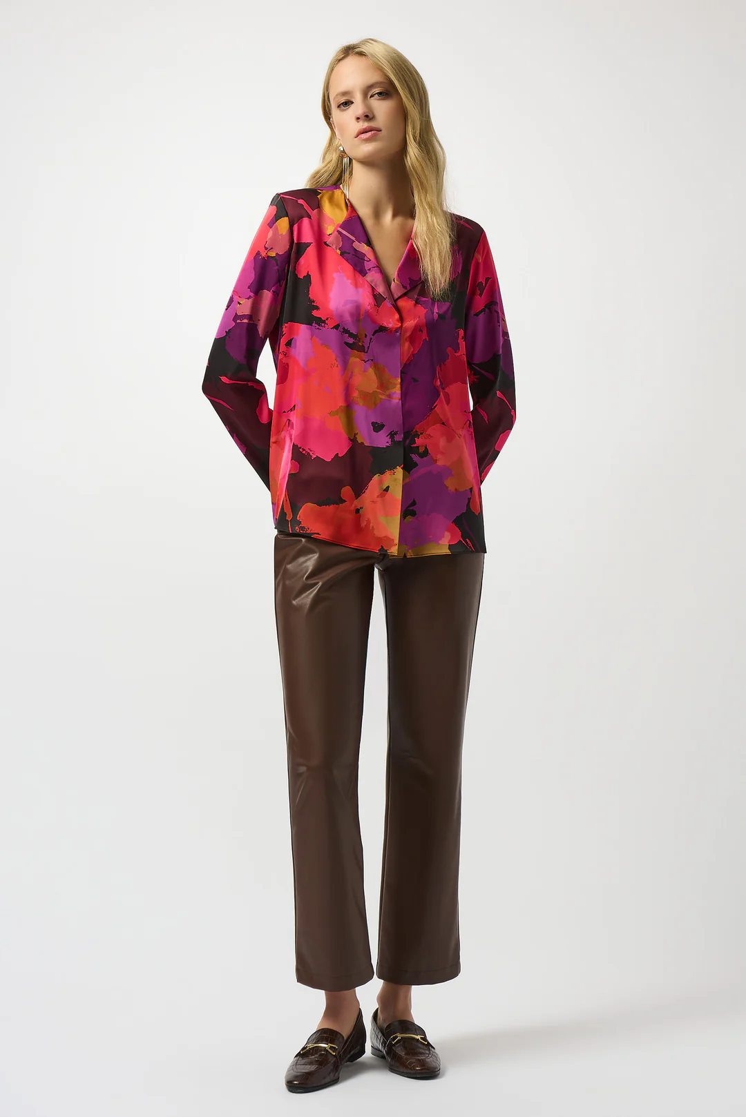 Buy Joseph Ribkoff Black/Multi Floral Satin Long Sleeves Top 253075 ...