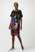 Joseph Ribkoff 253032 Black/Multi Word Print Scoop Neck Short Sleeves Straight Dress