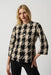 Joseph Ribkoff Style 234914 Black/Oatmeal Melange Houndstooth 3/4 Sleeve Knit Jacket