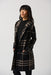 Joseph Ribkoff Style 233964 Black/Oatmeal Plaid Hooded Knit Cover-Up Jacket