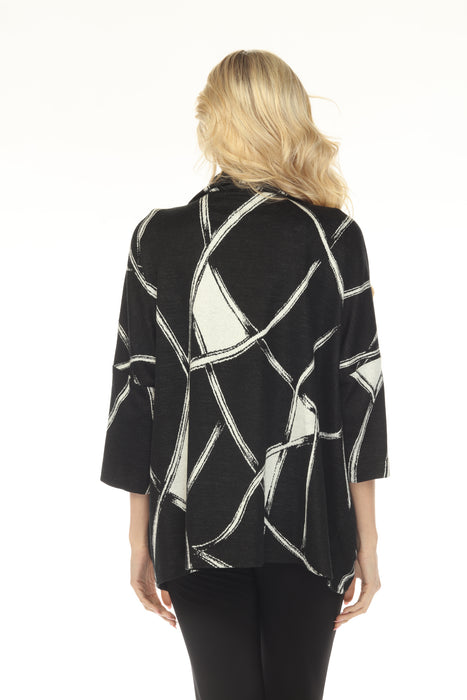 Joseph Ribkoff Black/Off-White Abstract Jacquard Boxy Jacket 254039