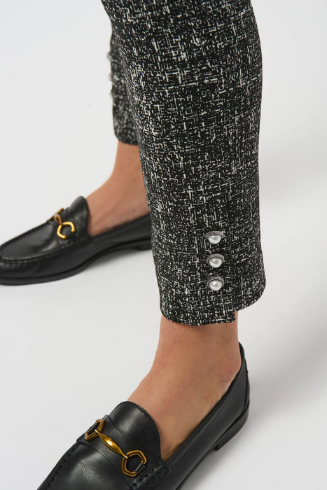 Joseph Ribkoff Black/Off-White Abstract Pattern Pull On Wide Leg Pants 253099