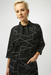 Joseph Ribkoff 253197 Black/Off-White Abstract Print 3/4 Sleeve Turtle Neck Straight Dress