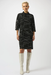 Joseph Ribkoff 253197 Black/Off-White Abstract Print 3/4 Sleeve Turtle Neck Straight Dress