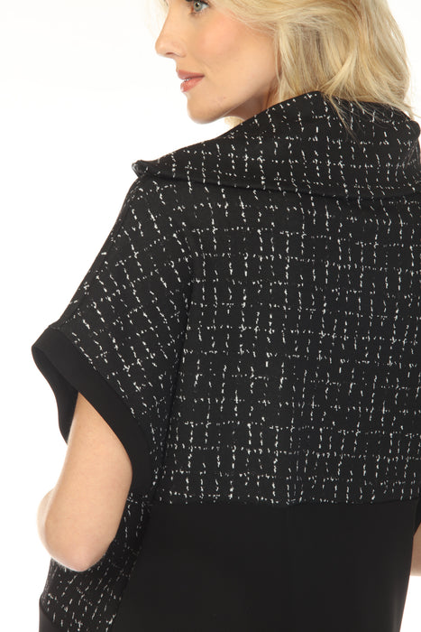 Joseph Ribkoff Black/Off-White Checkered Jacquard Tunic Top 253234