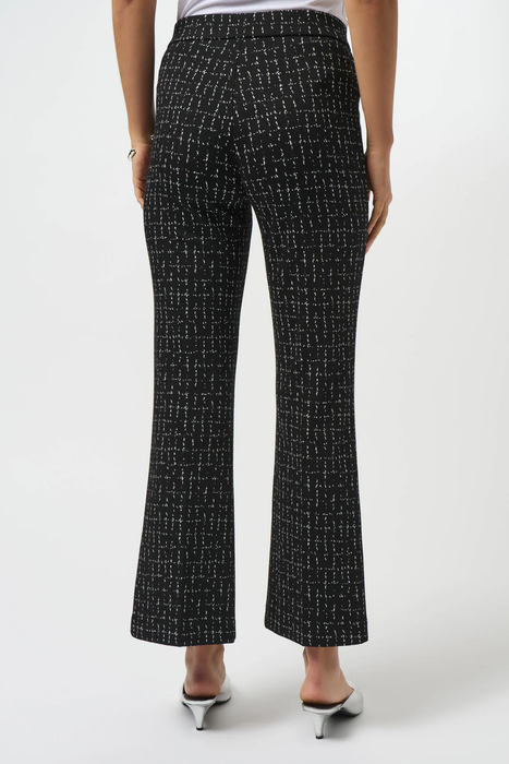 Joseph Ribkoff Black/Off-White Checkered Print Pull On Flared Pants 253246