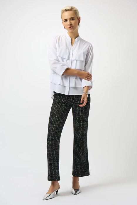 Joseph Ribkoff Black/Off-White Checkered Print Pull On Flared Pants 253246