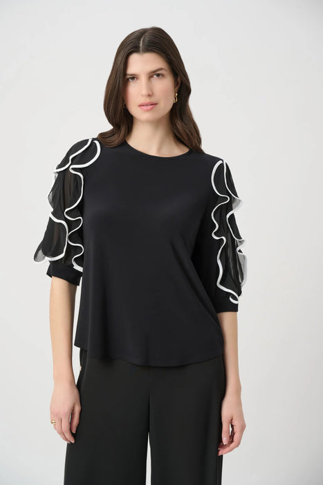 Joseph Ribkoff Ruffled Chiffon Sleeves Top 261009
