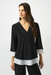 Joseph Ribkoff 253082 Black/Off White Color Block Georgette 3/4 Sleeves Top