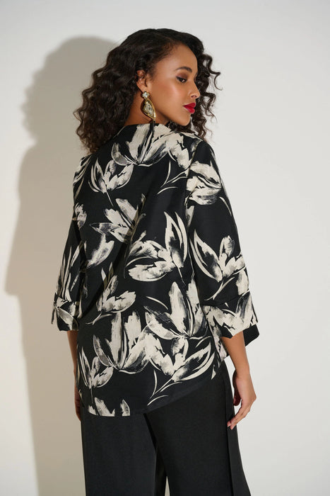 Joseph Ribkoff Black/Off-White Floral Jacquard Swing Jacket 253719