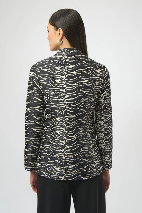 Joseph Ribkoff Black/Off-White Zebra Print Double Breasted Blazer Jacket 254072