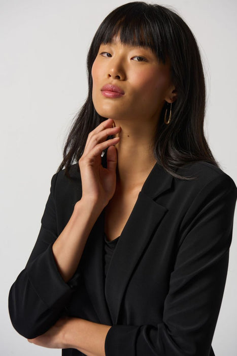 Joseph Ribkoff Black Open Front 3/4 Sleeve Long Blazer Jacket 233304