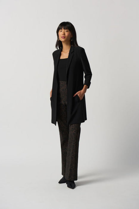 Joseph Ribkoff Black Open Front 3/4 Sleeve Long Blazer Jacket 233304