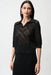 Joseph Ribkoff 261929 Black Open Stitch Collared  Sweater Top
