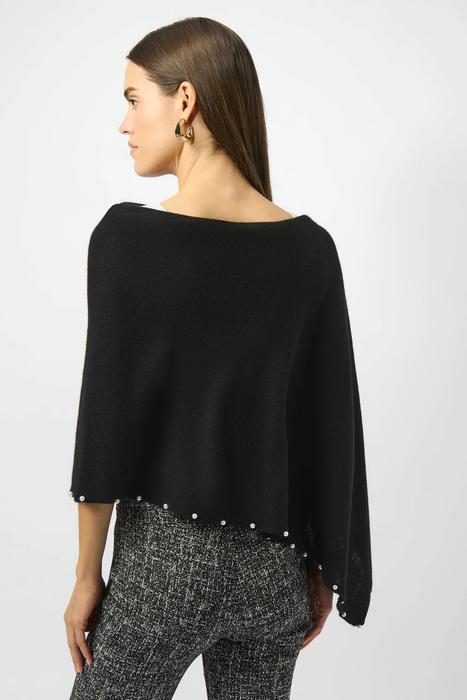 Joseph Ribkoff Black Pearl Embellished Cashmere Poncho 253968