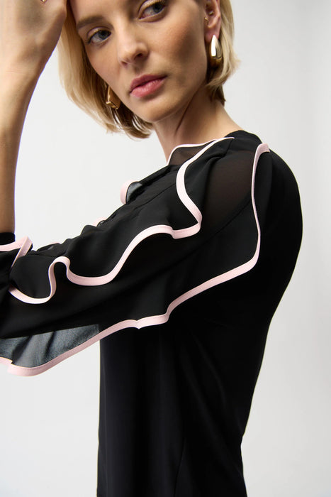 Joseph Ribkoff Ruffled Chiffon Sleeves Top 261009