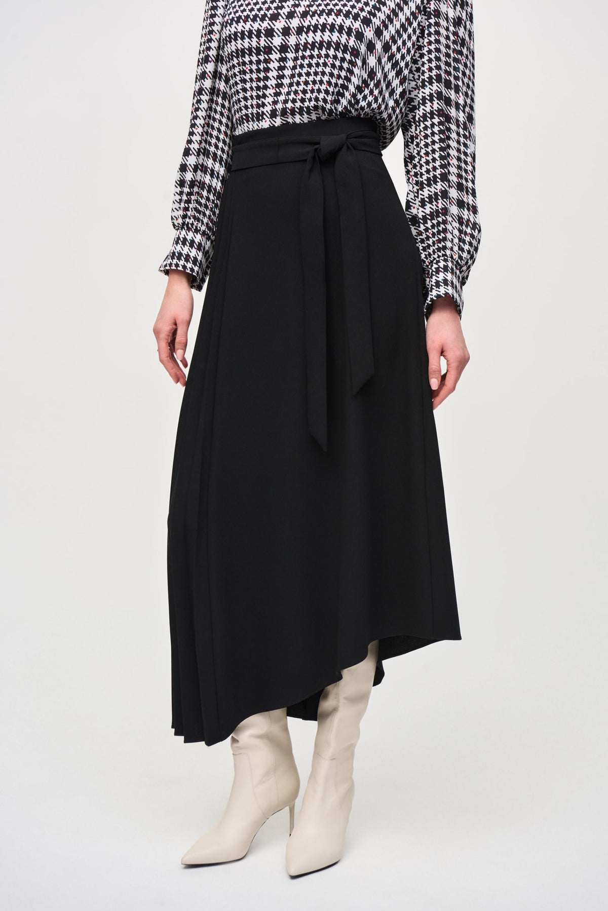 Black Pleated Asymmetric Maxi Skirt | Joseph Ribkoff — AfterRetail