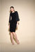 Joseph Ribkoff Style 233766 Black Pleated Chiffon Wide Sleeve Sheath Dress