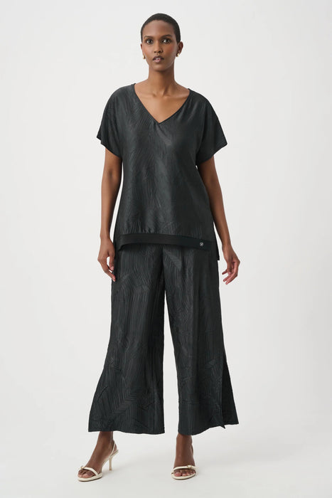 Joseph Ribkoff Pleated Satin Side Slit Culotte Pants 261161