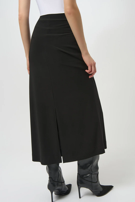 Joseph Ribkoff Black Pull On Back Slit Maxi Skirt 254018