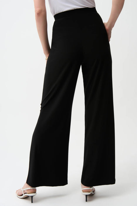 Joseph Ribkoff Black Pull On Side Slit Wide Leg Pants 261018