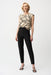 Woman wearing a black pull on slim ankle-length pants from Joseph Ribkoff
