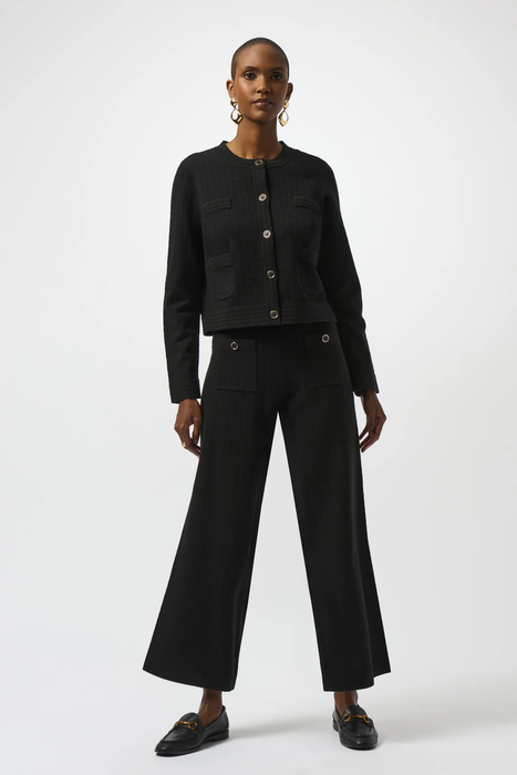 Joseph Ribkoff Black Pull On Wide Leg Ankle Pants 253984