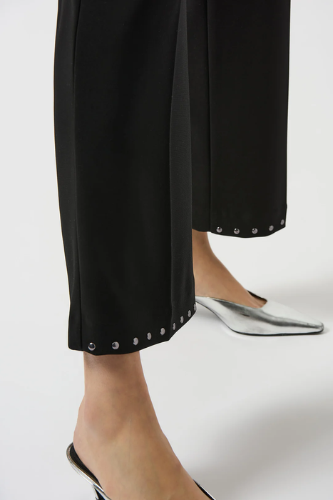 Joseph Ribkoff Black Studded Wide Leg Ankle Pants 253192