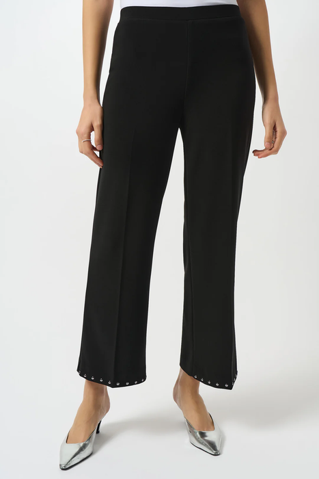 Joseph Ribkoff Black Studded Wide Leg Ankle Pants 253192