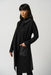 Joseph Ribkoff Style 233058 Black Quilted Hooded Open Front Longline Cover-Up Jacket