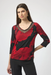 Joseph Ribkoff 254095 Black/Red Abstract Print 3/4 Sleeves Fitted Top