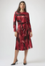Joseph Ribkoff 254124 Black/Red Abstract Print Belted 3/4 Sleeve Fit and Flare Dress