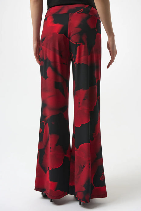 Joseph Ribkoff Black/Red Abstract Print Pull On Wide Leg Pants 254198