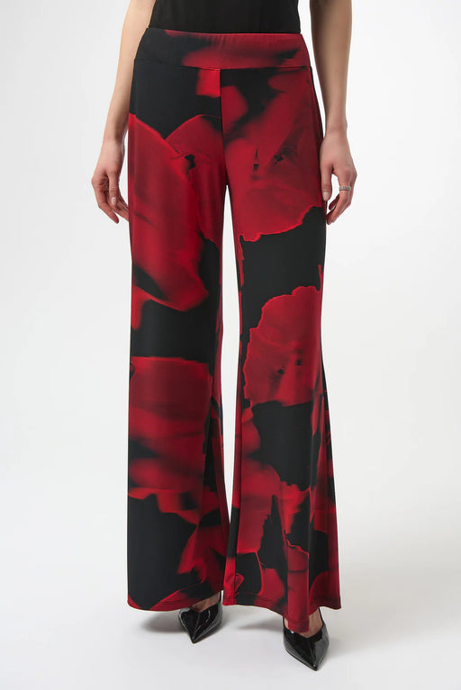 Joseph Ribkoff 254198 Black/Red Abstract Print Pull On Wide Leg Pants