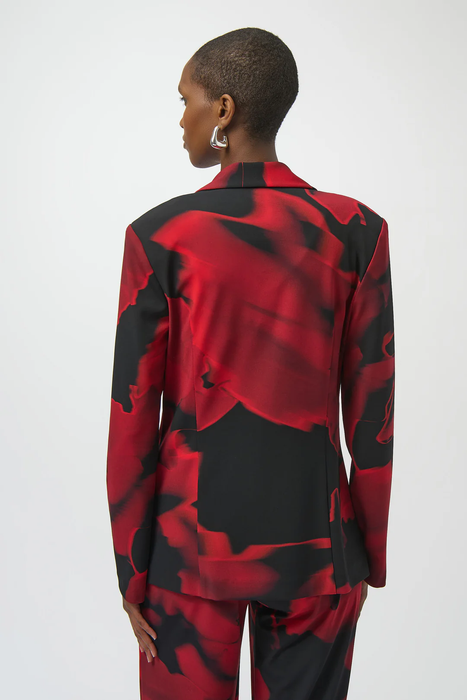 Joseph Ribkoff Black/Red Abstract Print Straight Blazer Jacket 254092
