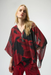Joseph Ribkoff 254090 Black/Red Abstract Print V-Neck Poncho Top