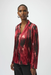 Joseph Ribkoff 254161 Black/Red Abstract V-Neck Satin Top