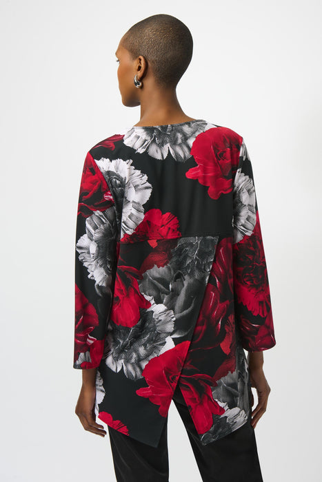 Joseph Ribkoff Embellished Zip V-Neck 3/4 Sleeve Tunic Top 253224