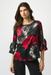 Joseph Ribkoff 253299 Black/Red Floral Print BoatNeck 3/4 Sleeves Top