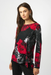 Joseph Ribkoff 253301 Black/Red Floral Print Boat Neck Long Sleeves Fitted Top