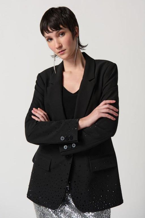 Joseph Ribkoff Style 234930 Black Rhinestone Embellished Oversized Blazer Jacket