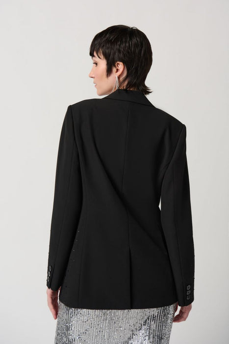 Joseph Ribkoff Black Rhinestone Embellished Oversized Blazer Jacket 234930