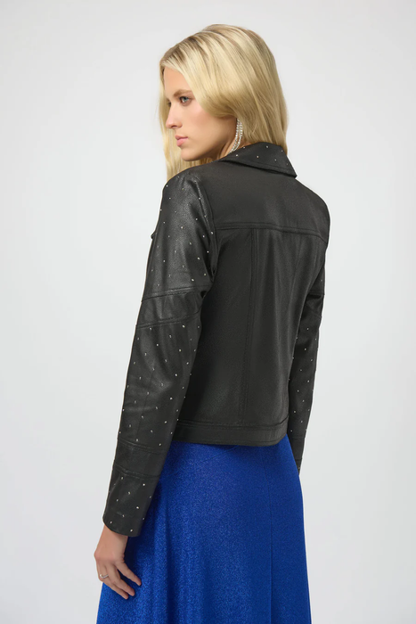 Joseph Ribkoff Embellished Faux Leather Moto Jacket 254904