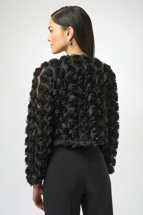 Joseph Ribkoff Black Rosette Long Sleeve Bolero Jacket 254180